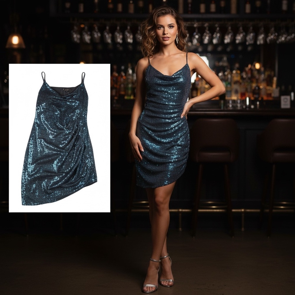 Elegant Blue Sequin Dress